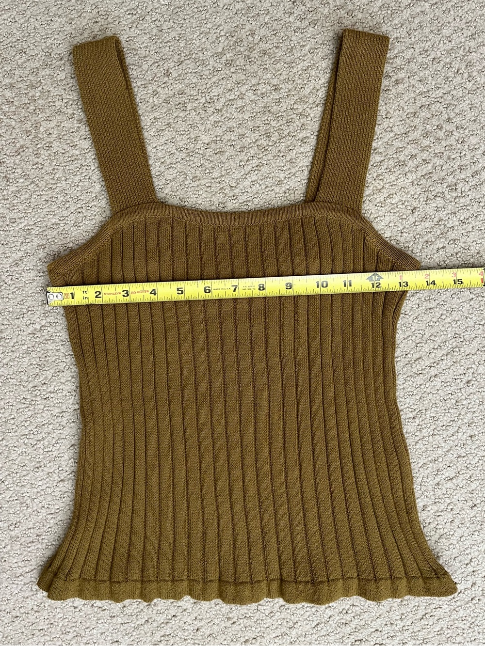 Green Ribbed Knit Tank Top - Picture 3 of 6